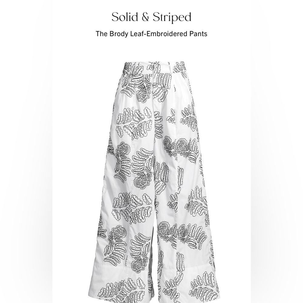 NWT Solid and Striped white embroidered pant